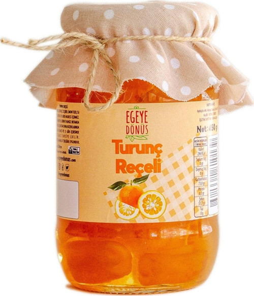Geleneksel Turunç Reçeli Turunç Kabuğu Tatlısı Cam Kavanoz - 450 Gr. (%65-%70 MEYVE ORANI)