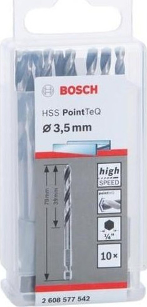 Pointeq 3,5mm 1/4 Adap. Metal Matkap Ucu 10'lu 2608577542 Bosch
