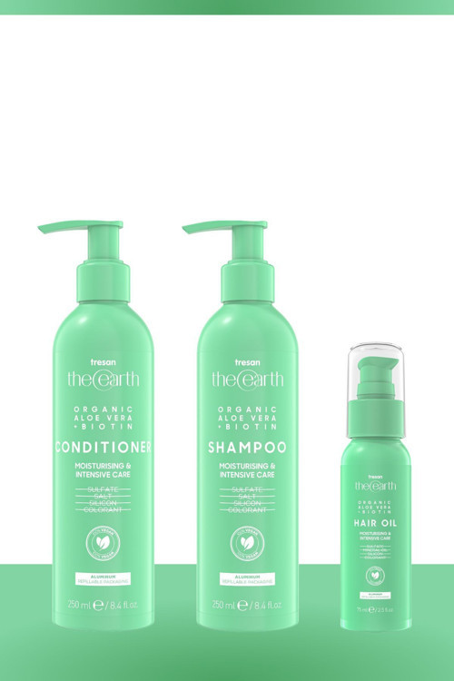 Organic Aloe Vera +Biotin Şampuan 250 Ml Saç Kremi 250 Ml Saç Yağı 75 Ml