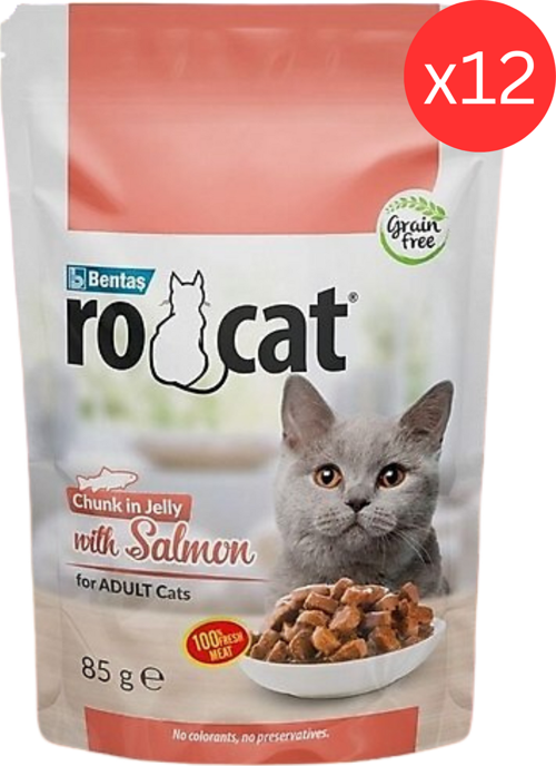 RO CAT YETİŞKİN KEDİLER İÇİN SOMONLU YAŞ MAMA 12 Lİ (85GR)