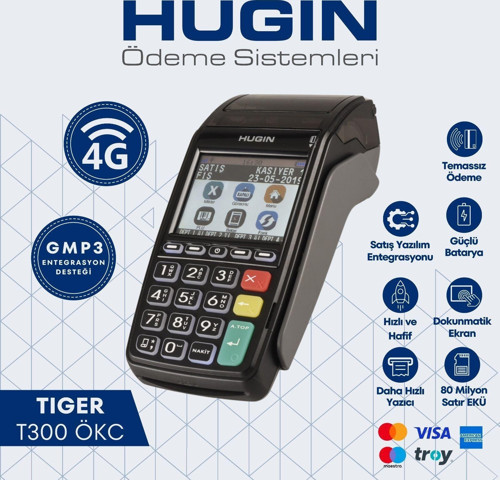 Tiger T300 4G Bağlantılı Yeni Nesil Yazar Kasa Pos Cihazı (10 ADET POS RULOSU HEDİYELİ)