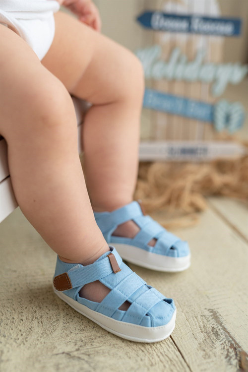 Mavi Bebek Cırt Cırtlı Sandalet Patik İlk Adım Ayakkabısı