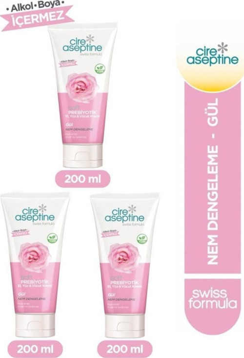 Soft Prebiyotik Gül El,Yüz ve Vücut Kremi 200 Ml 3 Adet