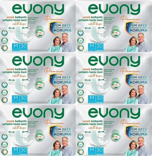 Premium Hasta Bezi Yetişkin Bel Bantlı Tekstil Yüzey M-Orta 180 Adet