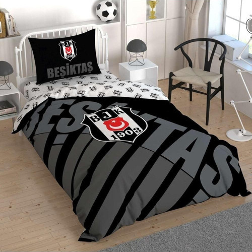 Beşiktaş Siyah Logo Tek Kişilik Nevresim Takımı Nevresim Takımı Lisanslı Nevresim Takımı