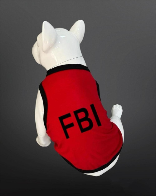 Kedi Ve Köpek Kıyafeti - FBI Baskılı Kırmızı Atlet