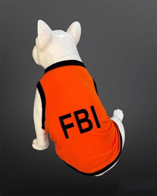 Kedi Ve Köpek Kıyafeti - FBI Baskılı Turuncu Atlet