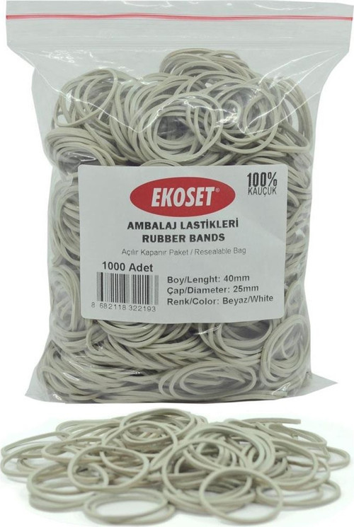 Beyaz Paket Ambalaj Toka Para Lastiği 1000 Adet 40mm