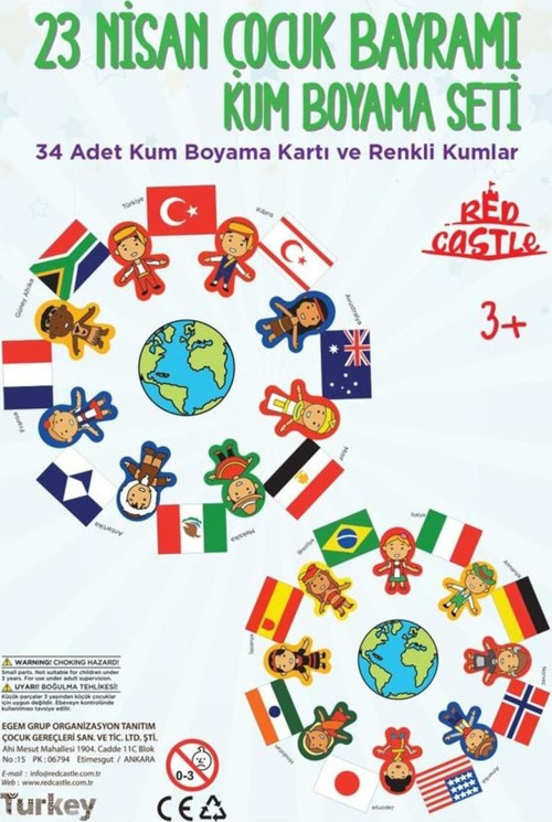 23 Nisan Ulusal Egemenlik ve Çocuk Bayramı Kum Boyama Okul Seti-Red Castle 23NSN
