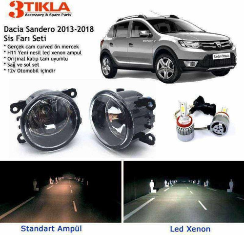 Dacia Sandero 2013-2018 Beyaz Led Xenon Sis Farı Seti