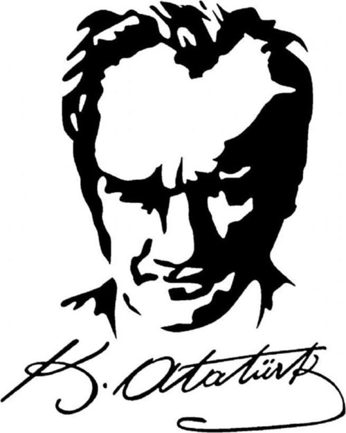 Kemal Atatürk Silueti Ve İmzası Sticker (Oto-Motor-Laptop-Duvar-Dekor) 20 x 15 cm