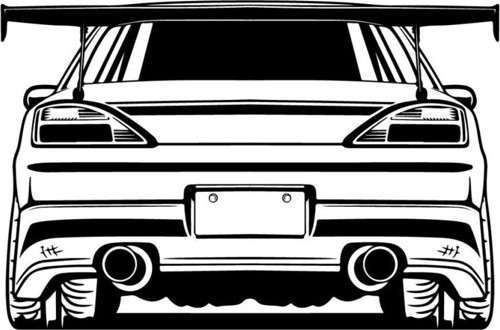 Modifiyeli Araba Spoilerlı Duvar Sticker (Oto-Motor-Laptop-Duvar-Dekor) 60 x 40 cm