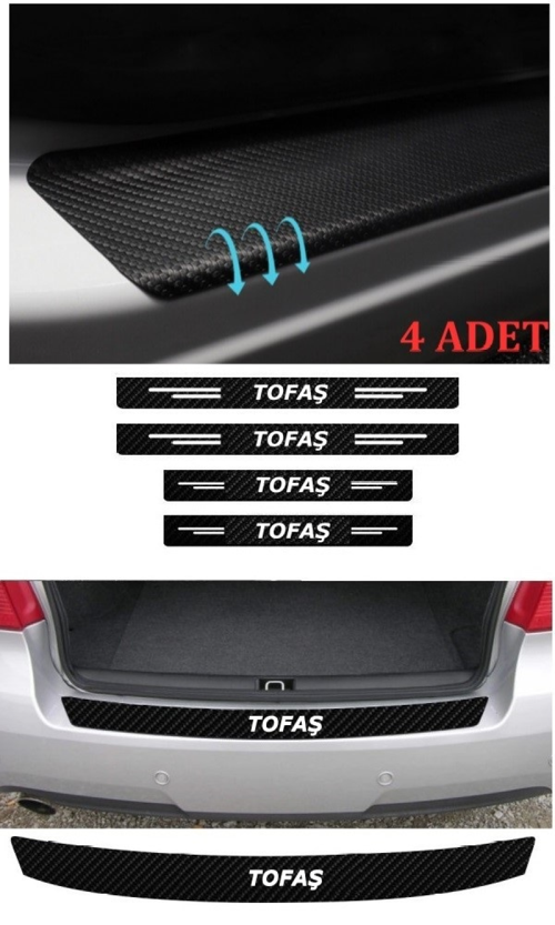 Tofaş Kartal İçin Uyumlu Aksesuar Oto Bağaj Ve Kapı Eşiği Sticker Set Karbon