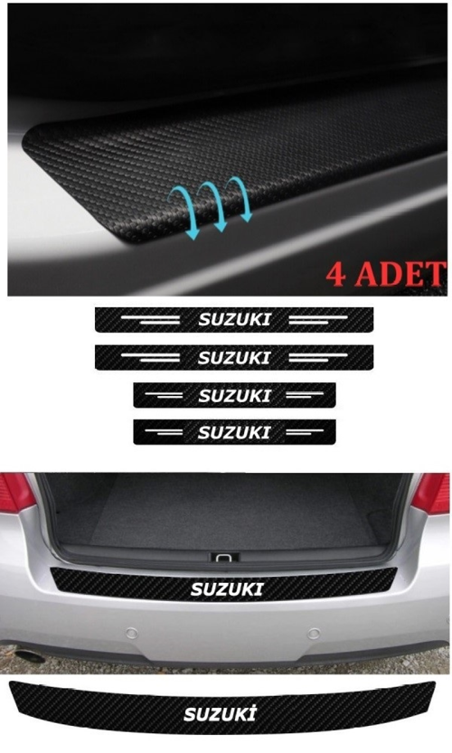 Suzuki İçin Uyumlu Aksesuar Oto Bağaj Ve Kapı Eşiği Sticker Set Karbon
