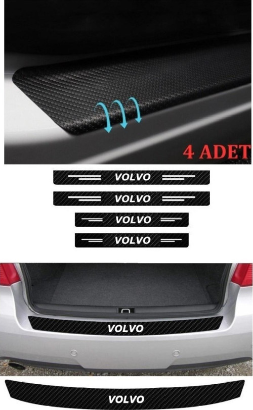Volvo 960 İçin Uyumlu Aksesuar Oto Bağaj Ve Kapı Eşiği Sticker Set Karbon