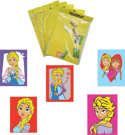Disney Frozen&Cars, 10 Adet Büyük Boy A4, Kız-Erkek Çocuk Kum Boyama Kartı Seti-Red Castle KB-D-103