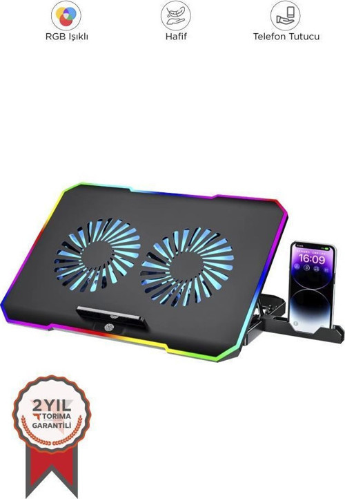 CF-04 Ayarlanabilir Dizüstü Bilgisayar Rgb Soğutma Fanı Siyah