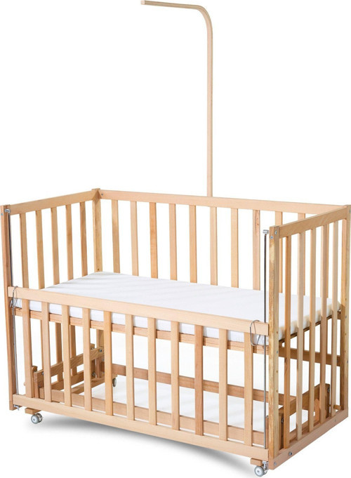 Ahşap Beşik Anne Yanı Beşik Organik Naturel Kayın Ağacı 60x120 - Uyku Setsiz Tek Yataklı Tekerlekli Naturel