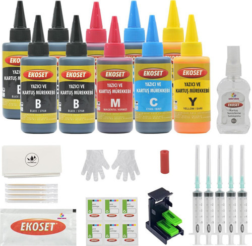 Ekokartuş Dolum seti Canon PG-540 CL-541 uyumlu Renkli ve Siyah 10'lu set
