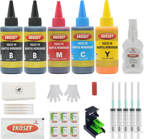 Ekokartuş Dolum seti hp 3510 3515 3545 4515 4645 hp 650 uyumlu Renkli 5'li set