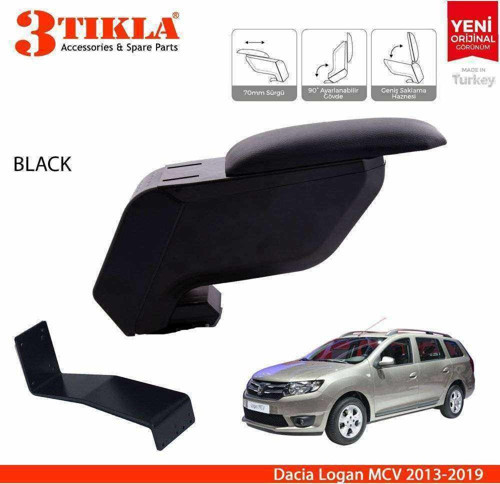 Dacia Logan MCV 2013-2019 Delmesiz Çelik Ayaklı Siyah Kolçak Kol Dayama