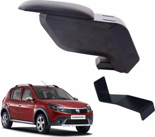 Dacia Sandero Stepway 2009 Delmesiz Çelik Ayaklı Siyah Kolçak Kol Dayama