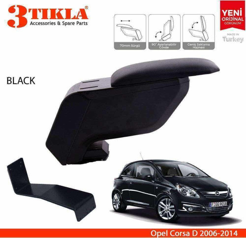 Opel Corsa D 2006-2014 Delmesiz Çelik Ayaklı Siyah Kolçak Kol Dayama