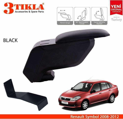 Renault Symbol 2008-2012 Delmesiz Çelik Ayaklı Siyah Kolçak Kol Dayama