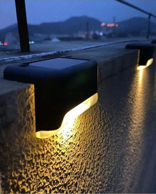 Bahçe Aydınlatması 4 Adet Köşebent Merdiven Veranda Solar Güneş Enerjili Bahçe Led Lamba Dekor