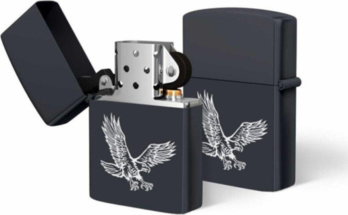 Star Elit Home Kartal Temalı Siyah Benzinli Metal Çakmak