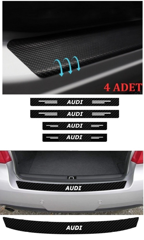 Audi A5 İçin Uyumlu Aksesuar Oto Bağaj Ve Kapı Eşiği Sticker Set Karbon