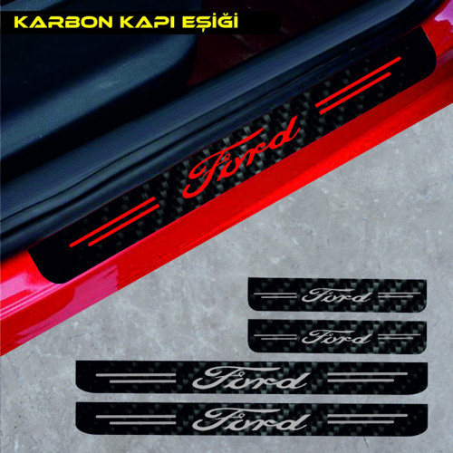 Ford Fiesta İçin Uyumlu Aksesuar Oto Kapı Eşiği Sticker Karbon 4 Adet