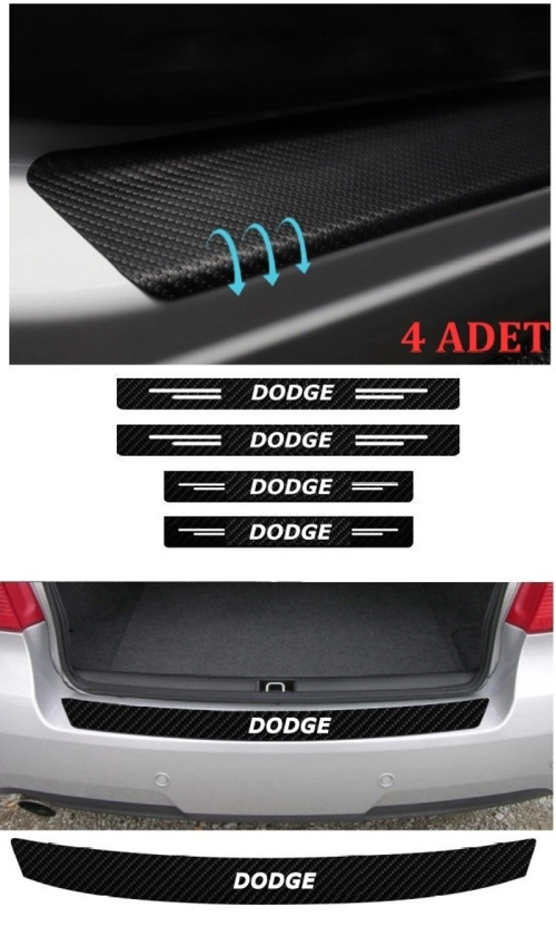 Dodge Ram İçin Uyumlu Aksesuar Oto Bağaj Ve Kapı Eşiği Sticker Set Karbon