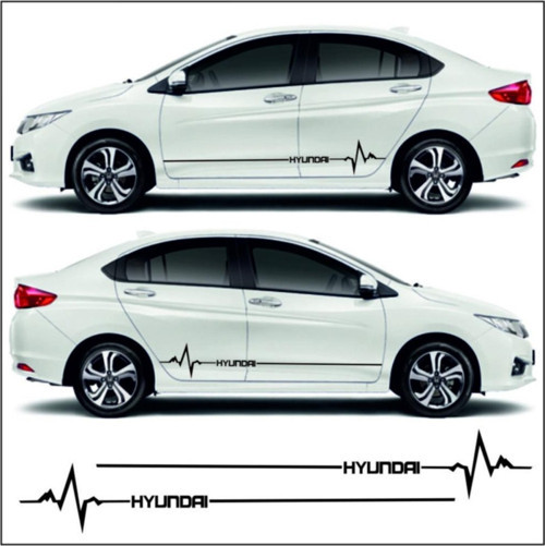 Hyundai Modelleri İçin Uyumlu Aksesuar Yan Şerit Oto Ritim Sticker 180 x 10 cm
