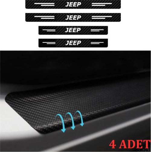 Jeep İçin Uyumlu Aksesuar Oto Kapı Eşiği Sticker Karbon 4 Adet