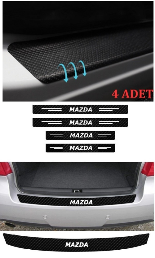 Mazda 626 İçin Uyumlu Aksesuar Oto Bağaj Ve Kapı Eşiği Sticker Set Karbon