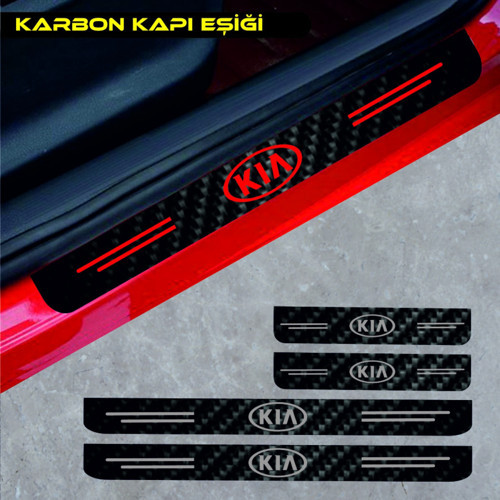 Kia Carens İçin Uyumlu Aksesuar Oto Kapı Eşiği Sticker Karbon 4 Adet