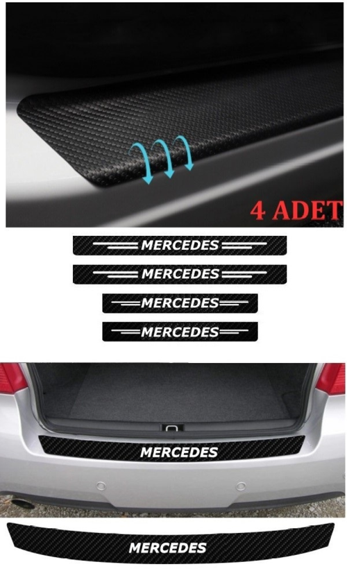 Mercedes Cl İçin Uyumlu Aksesuar Oto Bağaj Ve Kapı Eşiği Sticker Set Karbon