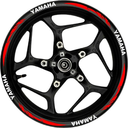 Motosiklet Jant Şeridi Yamaha Beyaz Yazılı Kırmızı Pençe Şeritli Sağ-Sol/Ön-Arka