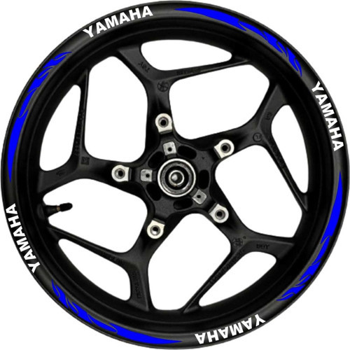 Motosiklet Jant Şeridi Yamaha Beyaz Yazılı Mavi Reflektif Pençe Şeritli Sağ-Sol/Ön-Arka