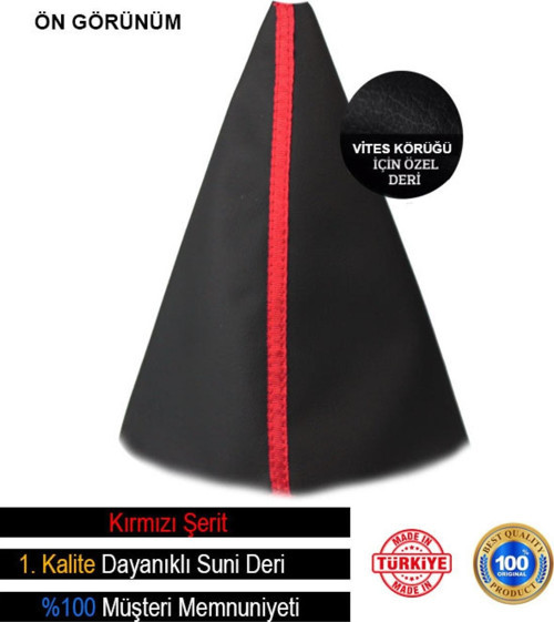 Smart Tüm Modellerine Uygun Siyah Deri Kırmızı Şerit Vites Körüğü