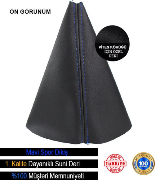 Tata Tüm Modellerine Uygun Siyah Deri Mavi Spor Dikiş Vites Körüğü