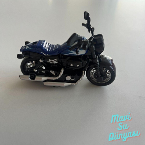 Çek Bırak Metal Küçük Boy Mavi Renk Motosiklet