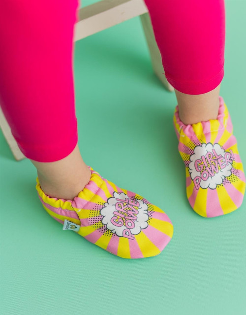Girl Power Kaydırmaz Taban Bebek Yazlık Patik Pembe , Ev Botu Terliği Kreş Ayakkabısı Panduf F-824