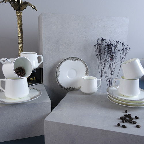 Versailles Platin 6 Kişilik Kahve Fincan Takımı 80 ml