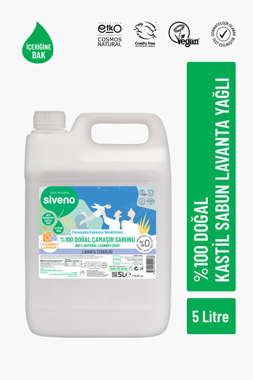 %100 Doğal Sıvı Kastil Sabun Lavanta Yağlı Cildi Rahatlatıcı Nemlendirici Arındırıcı Bitkisel Vegan 5000 ml