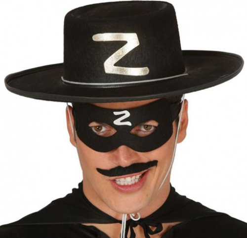 Z Logolu Yetişkin Zorro Şapkası ve Zorro Maskesi
