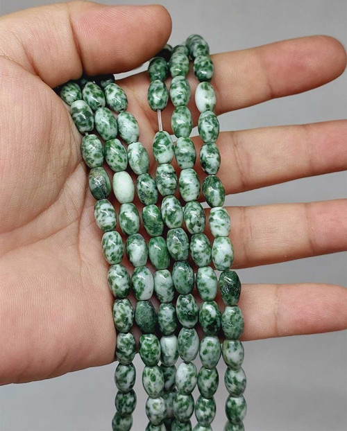Bileklik Boy Jasper Taşı Arpa Kesim Yarım Dizi 6*8.5mm (51302) (18CM UZUNLUĞUNDADIR)