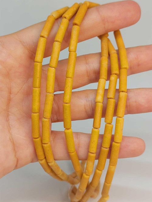 Bileklik Boy Jasper Taşı Silindir Kesim 4x12.5mm Yarım Dizi (49384) (18CM UZUNLUĞUNDADIR)