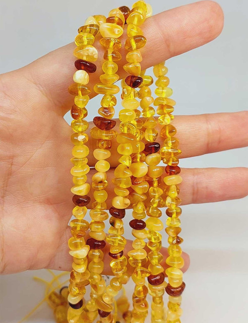 Bileklik Boy Kehribar Amorf Şekilsiz Parçalar Yarım Dizi (49220) (18CM UZUNLUĞUNDADIR)